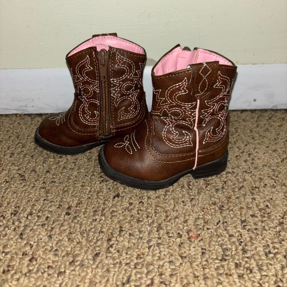 Brown and Pink Toddler CowGirl Boots Size toddler 3